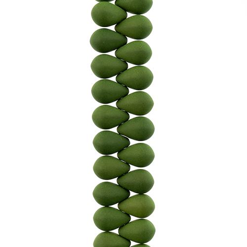 2800410 Czech Glass Velvet 6x9mm Drop Green 38pcs